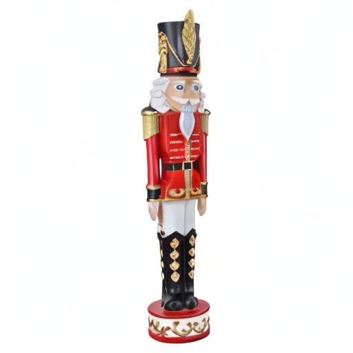 Haute Decor 37 Inch Tall Christmas Nutcracker (Silver, Gold) - Large Christmas Nutcracker for Front Porch or Interior Holiday Decor