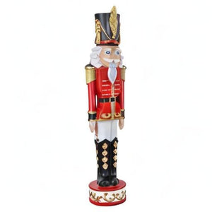 Haute Decor 37 Inch Tall Christmas Nutcracker (Silver, Gold) - Large Christmas Nutcracker for Front Porch or Interior Holiday Decor