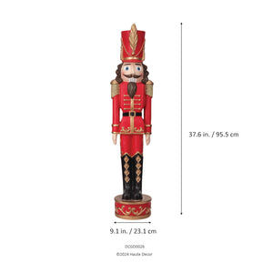 Haute Decor 37 Inch Tall Christmas Nutcracker (Silver, Gold) - Large Christmas Nutcracker for Front Porch or Interior Holiday Decor