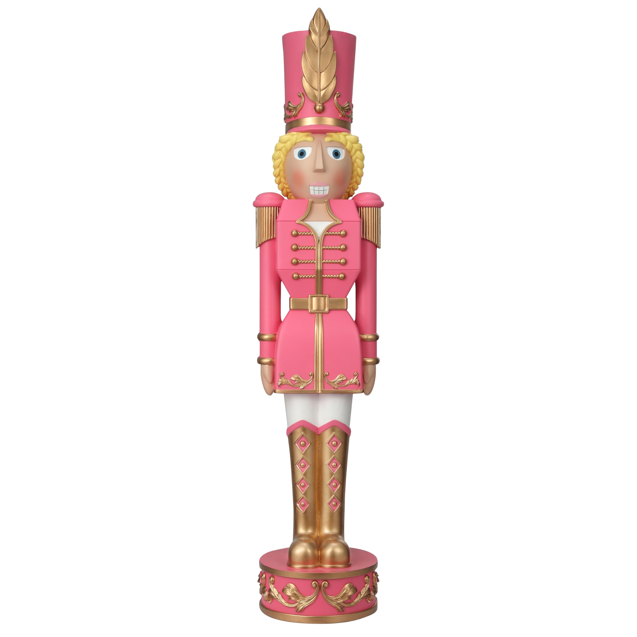 Haute Decor 37 Inch Tall Christmas Nutcracker (Silver, Gold) - Large Christmas Nutcracker for Front Porch or Interior Holiday Decor