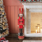 Haute Decor 37 Inch Tall Christmas Nutcracker (Silver, Gold) - Large Christmas Nutcracker for Front Porch or Interior Holiday Decor