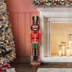 Haute Decor 37 Inch Tall Christmas Nutcracker (Silver, Gold) - Large Christmas Nutcracker for Front Porch or Interior Holiday Decor