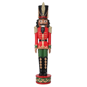 Haute Decor 37 Inch Tall Christmas Nutcracker (Silver, Gold) - Large Christmas Nutcracker for Front Porch or Interior Holiday Decor