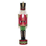 Haute Decor 37 Inch Tall Christmas Nutcracker (Silver, Gold) - Large Christmas Nutcracker for Front Porch or Interior Holiday Decor