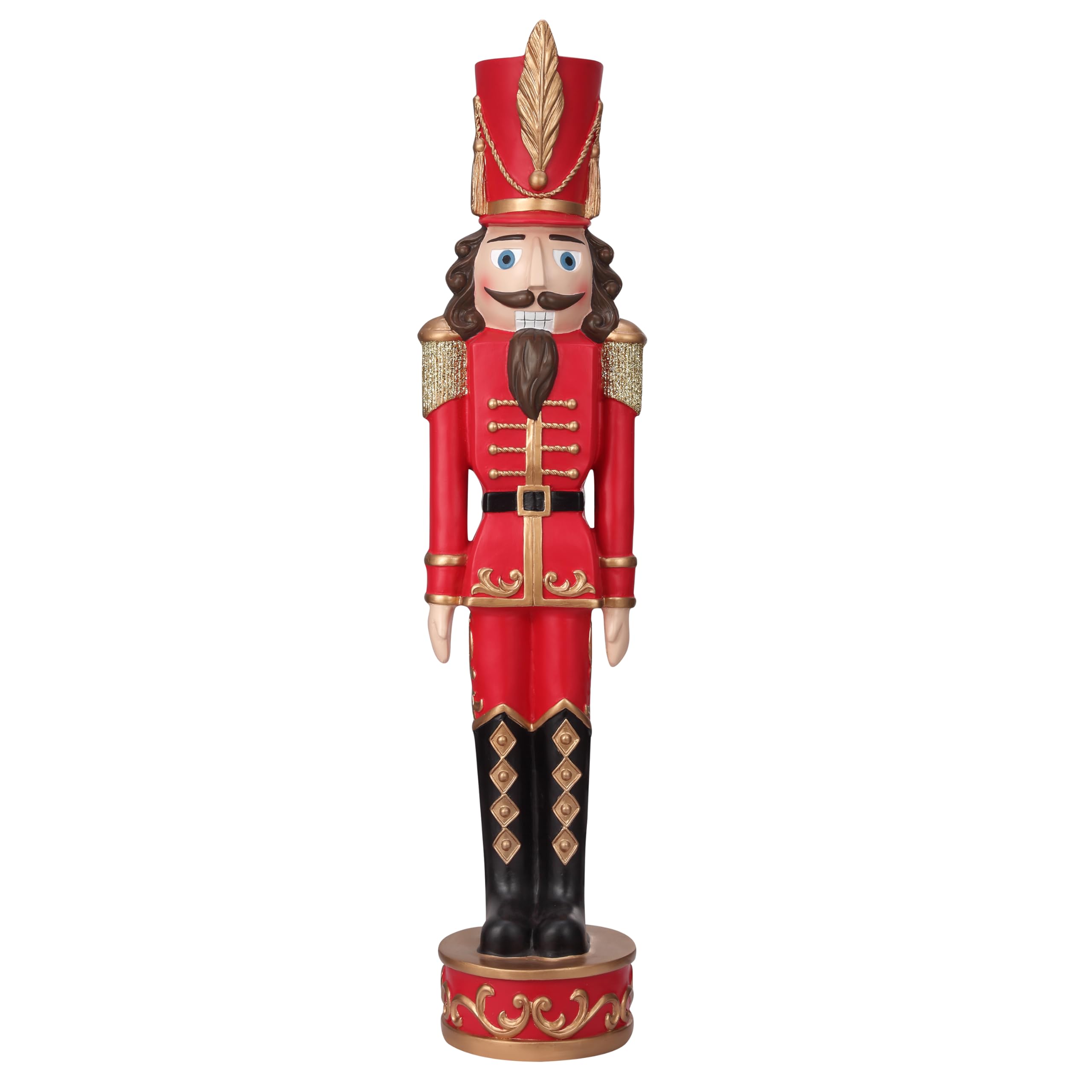 Haute Decor 37 Inch Tall Christmas Nutcracker (Silver, Gold) - Large Christmas Nutcracker for Front Porch or Interior Holiday Decor