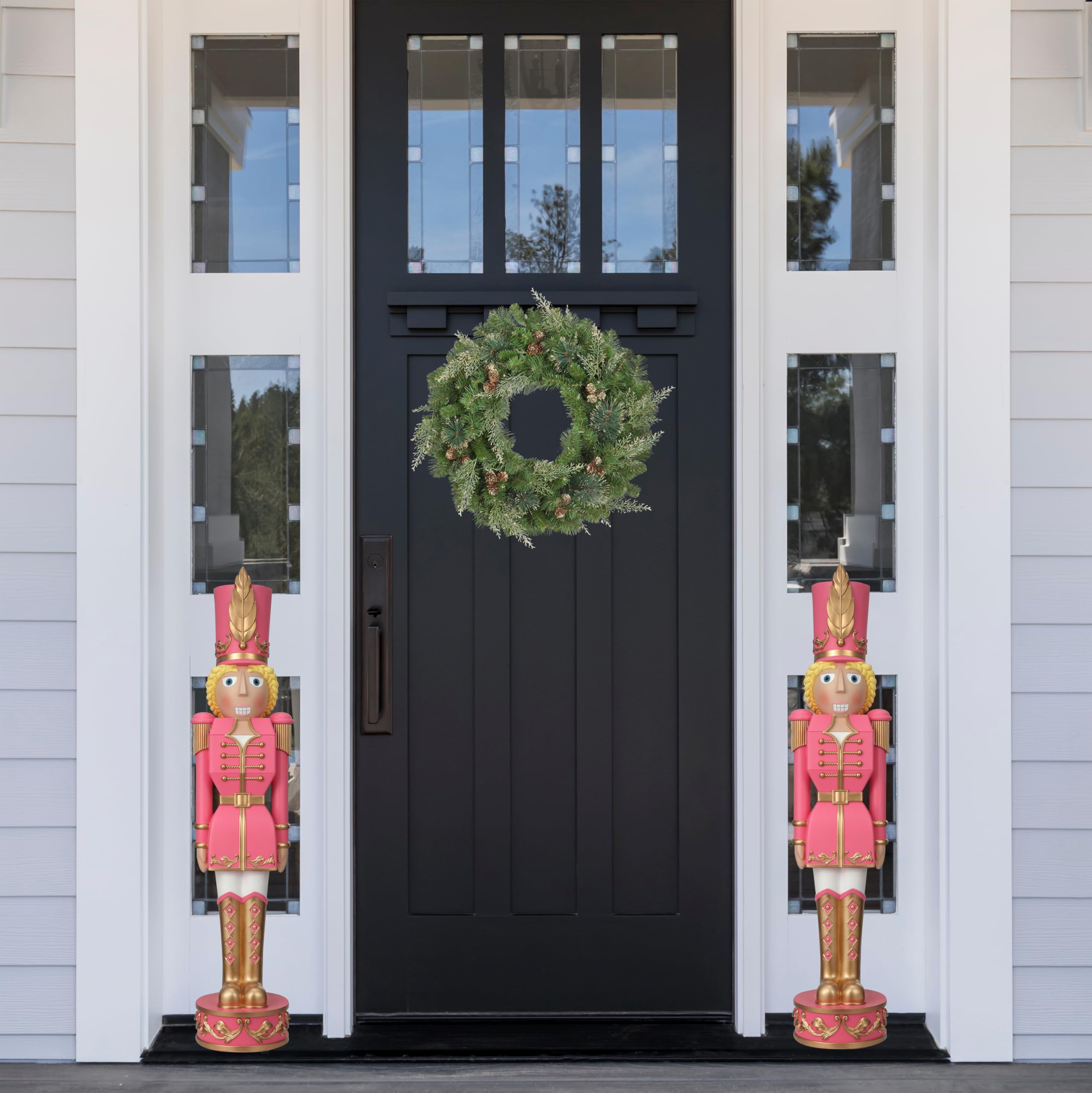 Haute Decor 37 Inch Tall Christmas Nutcracker (Silver, Gold) - Large Christmas Nutcracker for Front Porch or Interior Holiday Decor