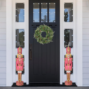 Haute Decor 37 Inch Tall Christmas Nutcracker (Silver, Gold) - Large Christmas Nutcracker for Front Porch or Interior Holiday Decor