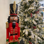 Haute Decor 37 Inch Tall Christmas Nutcracker (Silver, Gold) - Large Christmas Nutcracker for Front Porch or Interior Holiday Decor