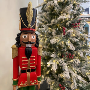 Haute Decor 37 Inch Tall Christmas Nutcracker (Silver, Gold) - Large Christmas Nutcracker for Front Porch or Interior Holiday Decor