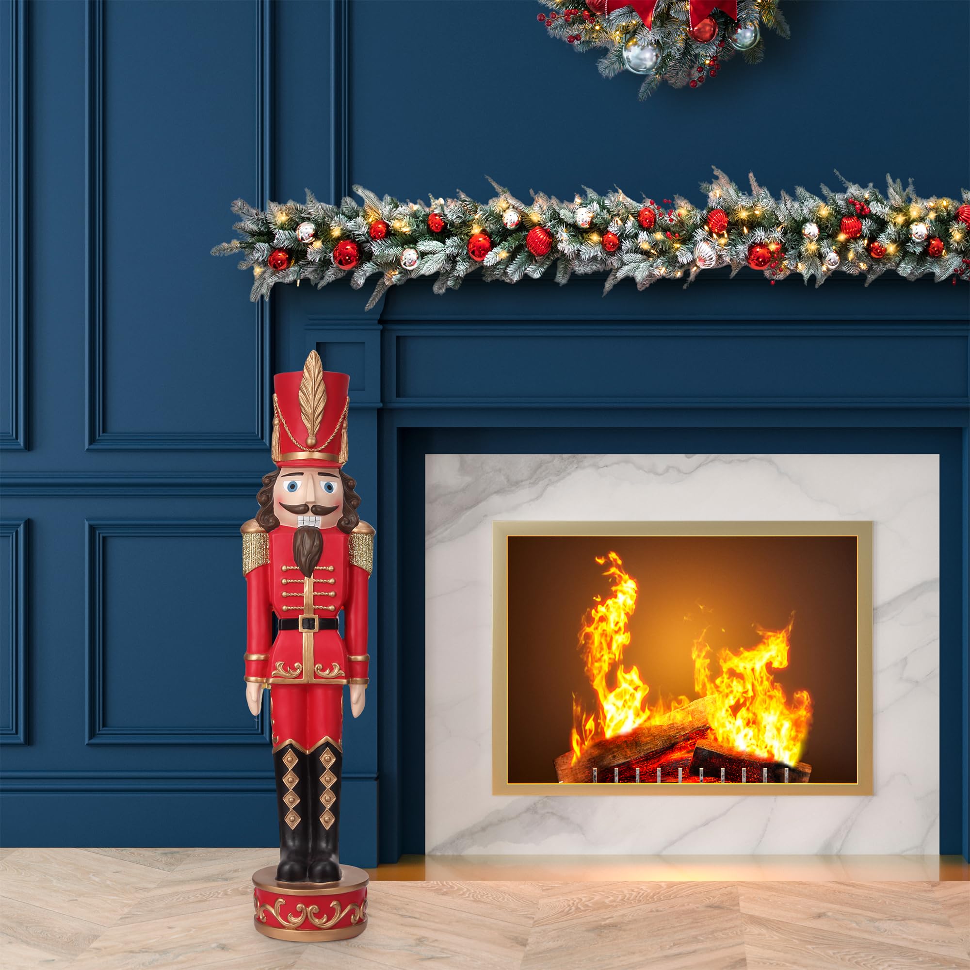 Haute Decor 37 Inch Tall Christmas Nutcracker (Silver, Gold) - Large Christmas Nutcracker for Front Porch or Interior Holiday Decor