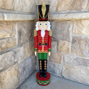 Haute Decor 37 Inch Tall Christmas Nutcracker (Silver, Gold) - Large Christmas Nutcracker for Front Porch or Interior Holiday Decor