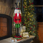 Haute Decor 37 Inch Tall Christmas Nutcracker (Silver, Gold) - Large Christmas Nutcracker for Front Porch or Interior Holiday Decor